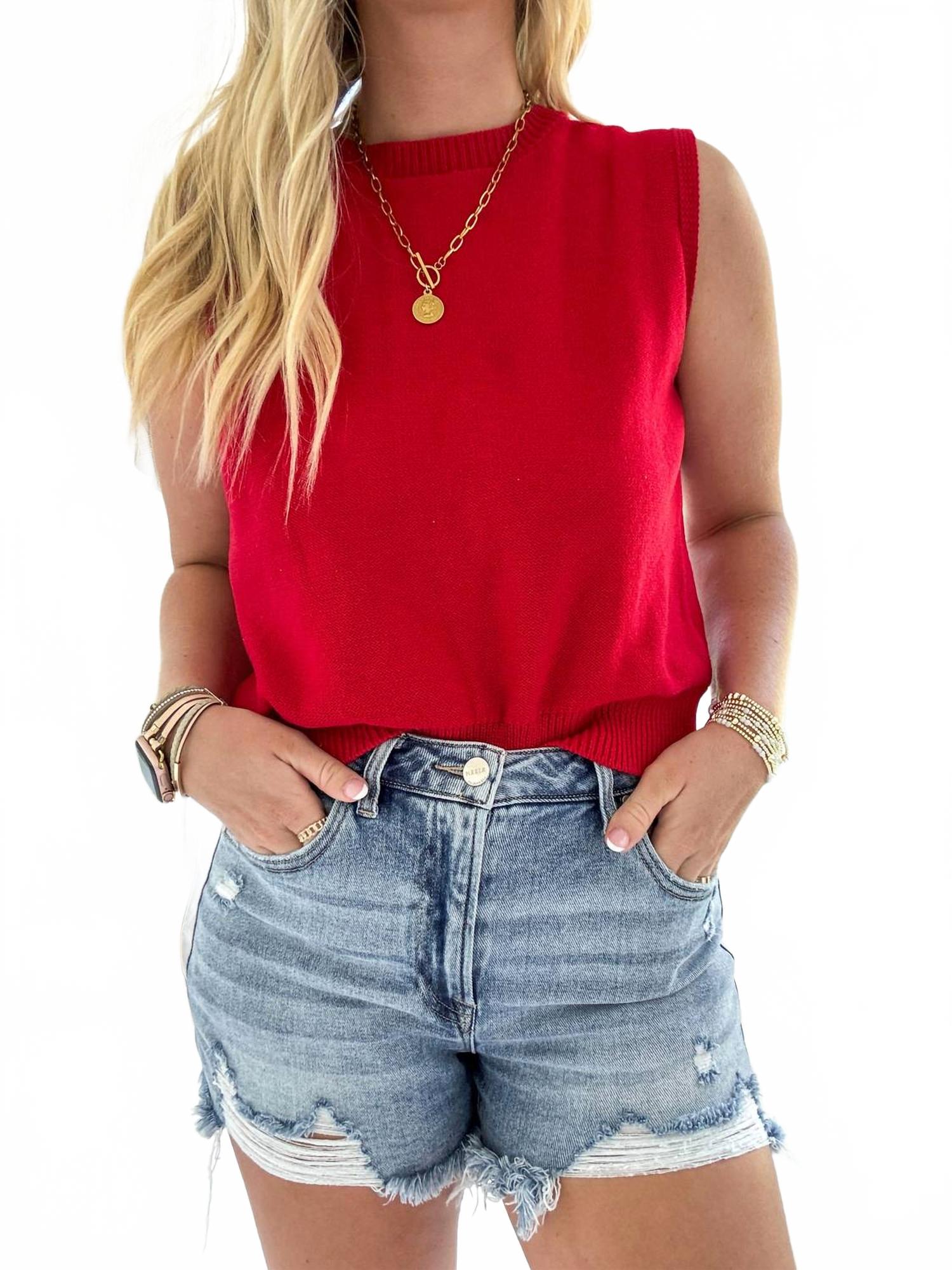 

Women's Girlie Bow Sweater Top In Red Idem Ditto