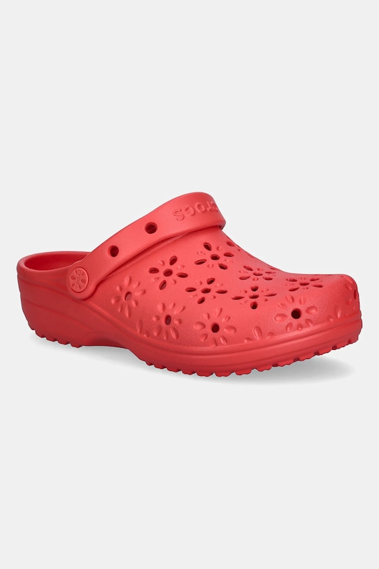 Классические сабо с цветочным принтом и ажурными вырезами Crocs, красный