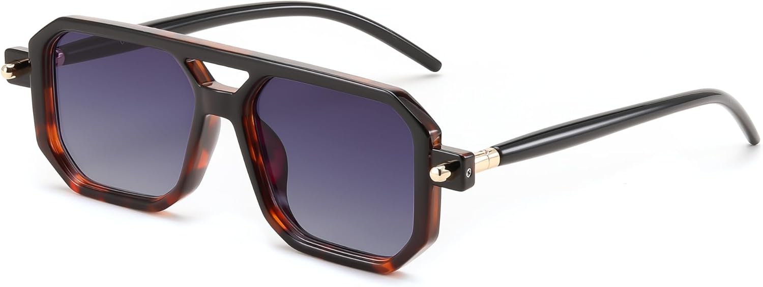 

Винтажные квадратные солнцезащитные очки-авиаторы FEISEDY 70-х годов, классическая ретро-стильная оправа, защита от ультрафиолета UV400, артикул B2622, 016 Black - Leopard Frame & Gradient Blue Lens