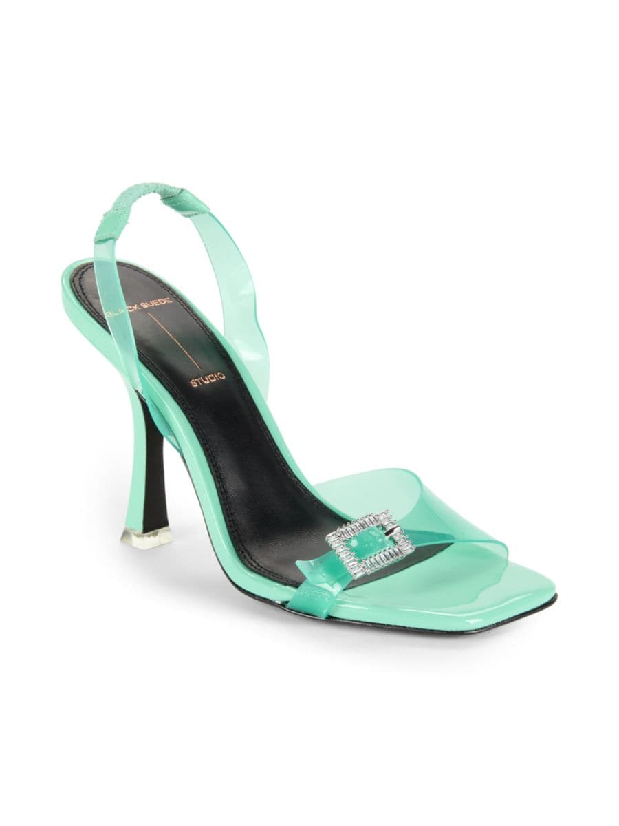 Сандалии Porsha с кожаной подкладкой и пяткой Black Suede Studio, цвет Teal — фото 2