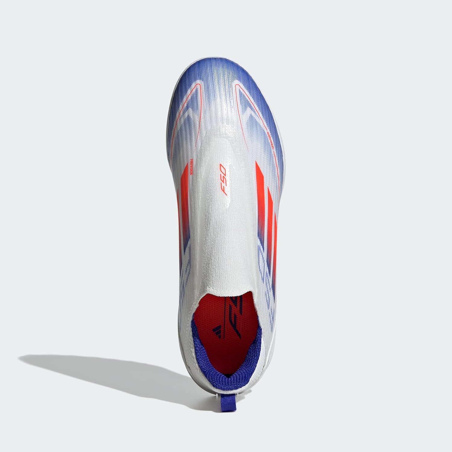Детские кроссовки Adidas F50 League без шнурков для газона (для малышей и детей постарше), белый/красный/синий — фото 3