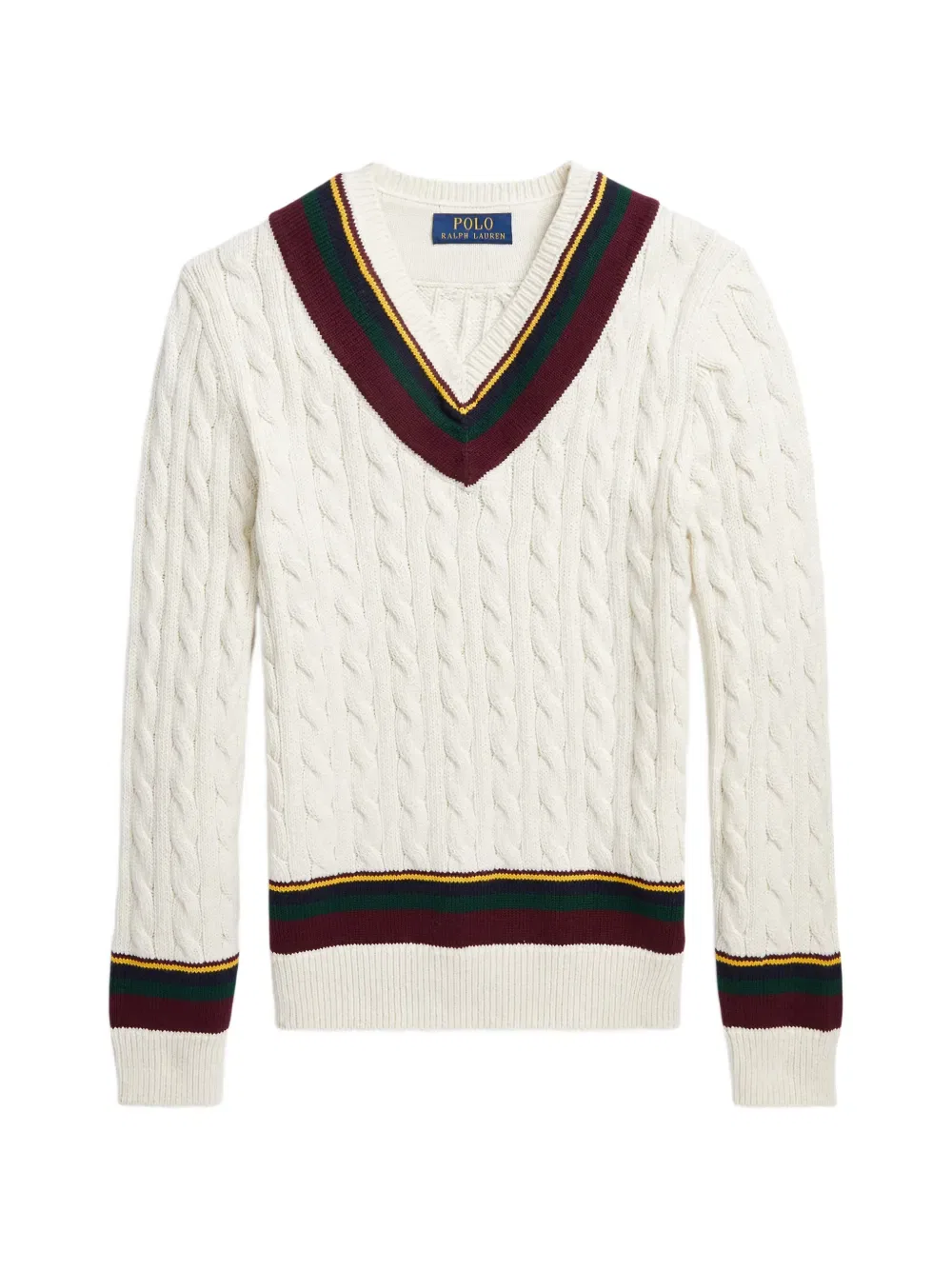 Свитер крупной вязки в полоску Polo Ralph Lauren Kids, нейтральный