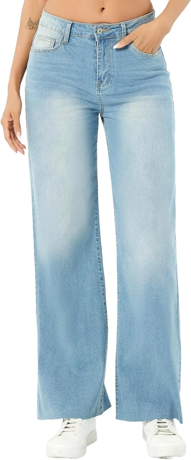 

Прямые джинсы для женщин, High Waisted, Wide Leg, с микроэластаном Lachmose