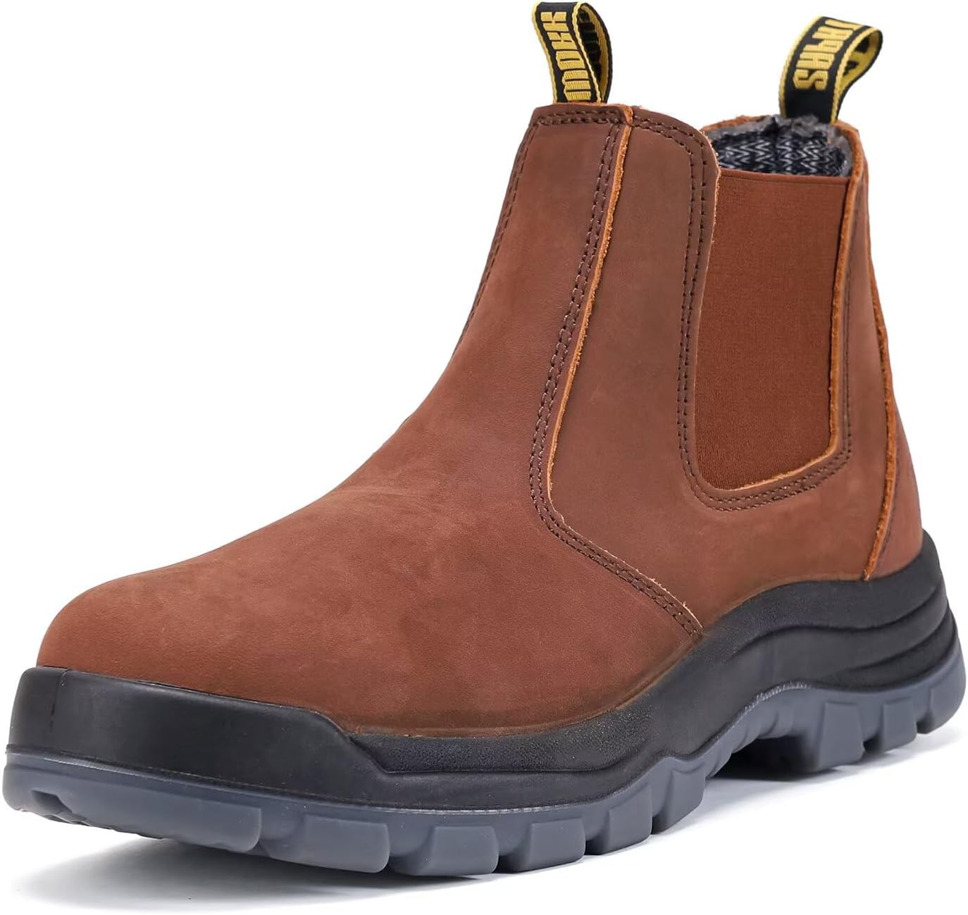 

Мужские ботинки rocklobster с носком типа «Pull-On», из кожи Crazy Horse, водоотталкивающие, с мягким носком, устойчивые к скольжению, маслу, кислотам и проколам, антистатическая TPU подошва, прочные туфли с круглым носком, красно-коричневые