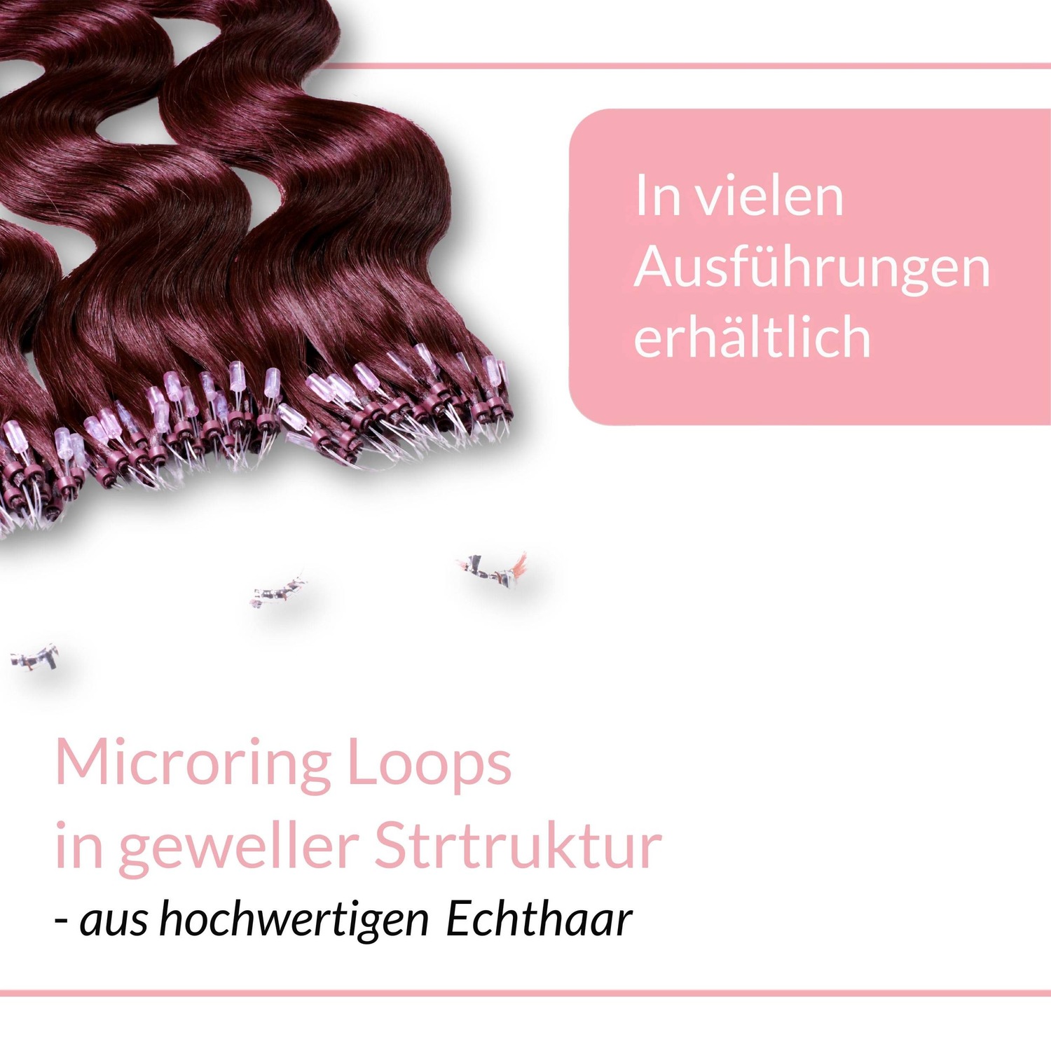 Накладные волосы microring extensions echthaar #55/66 hellbraun intensiv violett-intensiv 0.5g Hair2Heart, 50cm, количество 25 шт. — фото 3