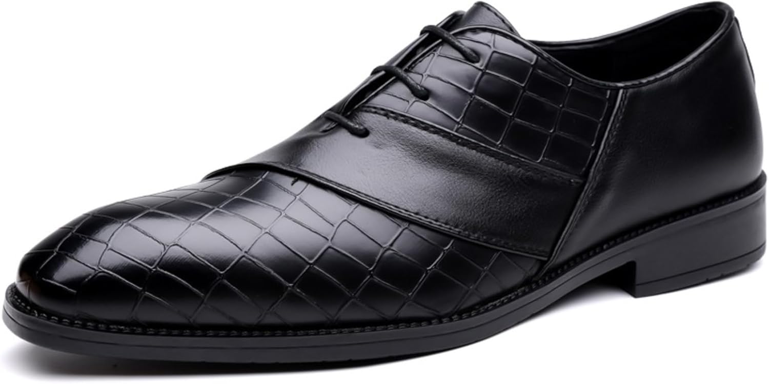 

Мужские оксфорды из двухцветной кожаной лоскутной кожи на шнуровке, низкий каблук, формальная текстурированная модель, удобные дерби для вечеринок, свадеб, офиса и работы Netehadi, черный