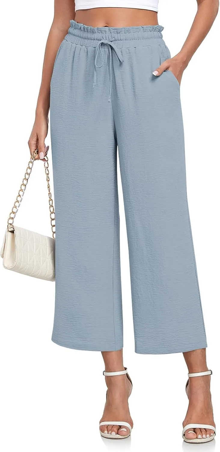 

CATHY Женские повседневные широкие брюки на шнурке с высокой талией и карманами