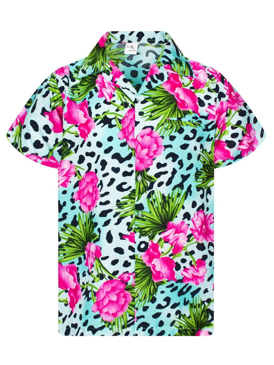 

Рубашка King Kameha Leopard Flowers, светло-синий