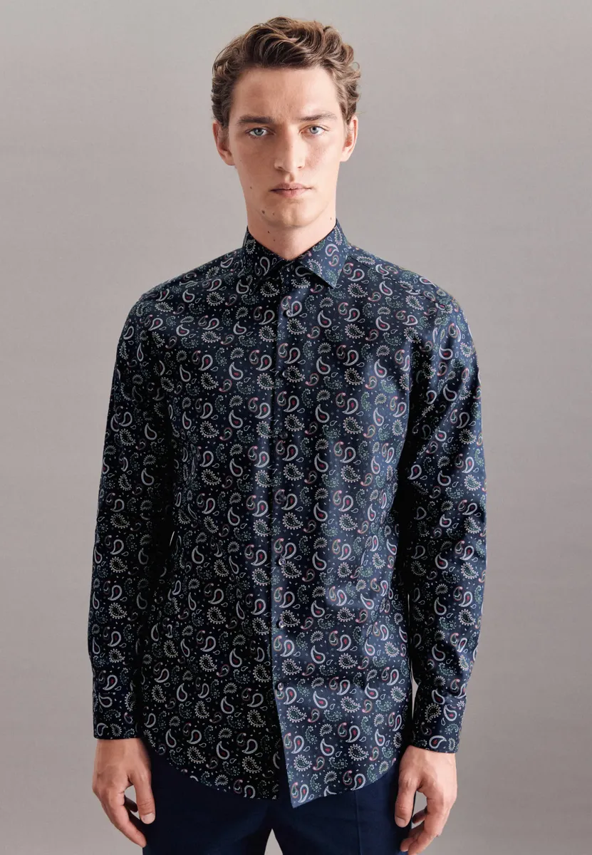 

Деловая рубашка seidensticker "Black Rose", стандартный длинный рукав с принтом воротника Kent, цвет Orange