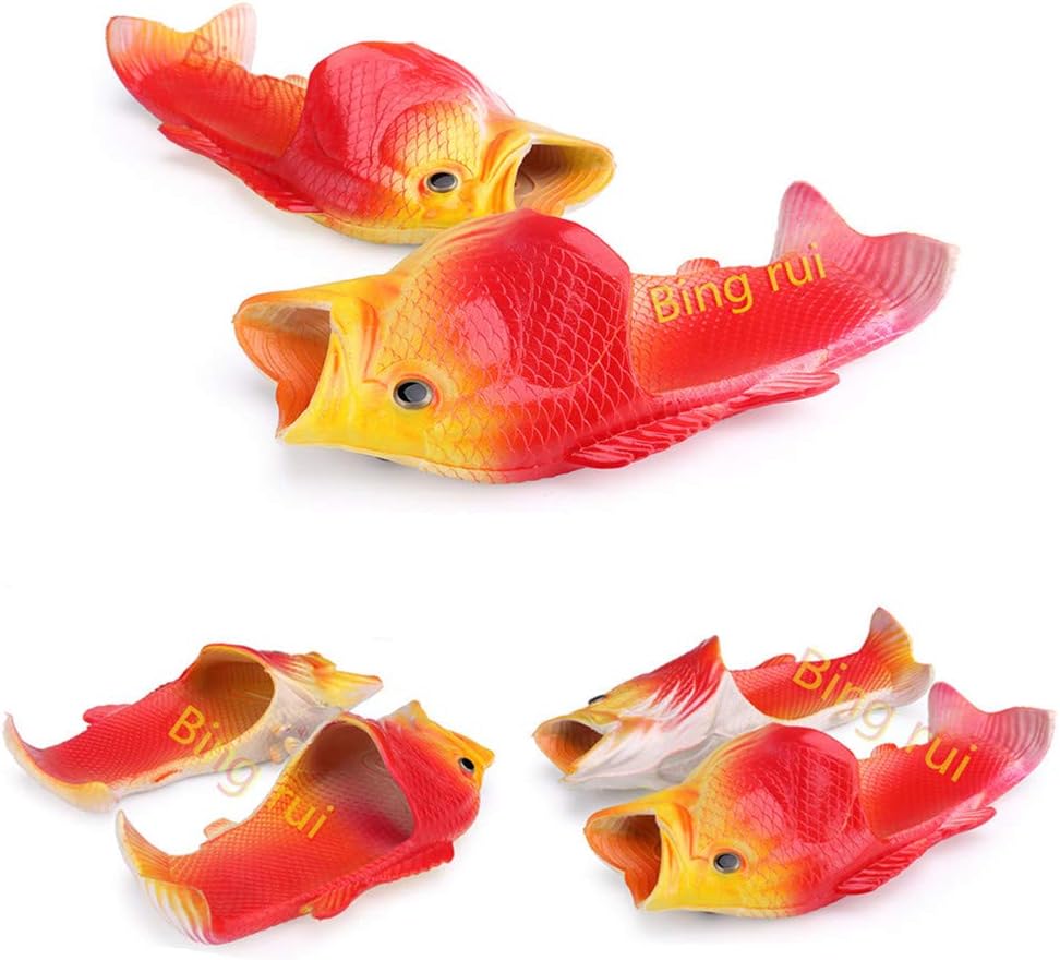 

BING RUI CO Рыбьи шлепанцы Пляжная обувь Нескользящие сандалии Креативные шлепанцы для мужчин и женщин Повседневная обувь, желтый