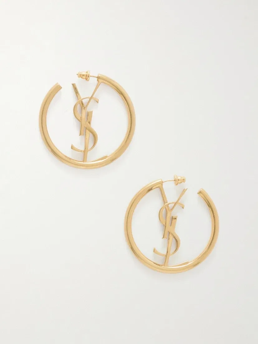 Серьги из латуни в форме колец Cassandre SAINT LAURENT, золотой