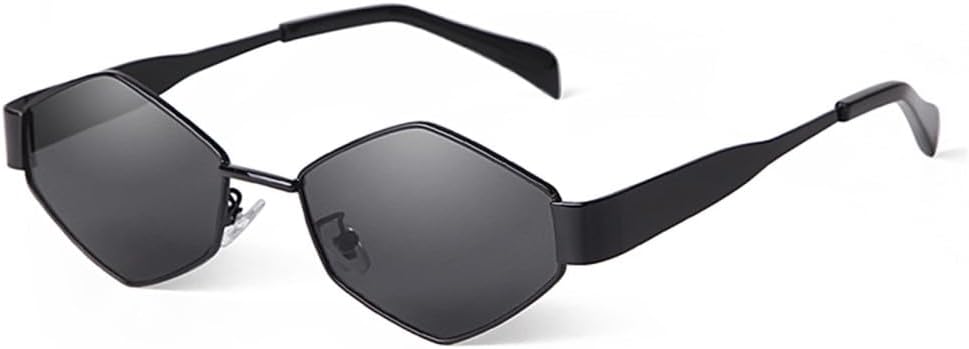 

Винтажные панк-солнцезащитные очки в металлической оправе с многоугольными линзами для женщин и мужчин, для вождения, с прозрачными линзами, защита от УФ-излучения UV400 generic, C1 Black Gray