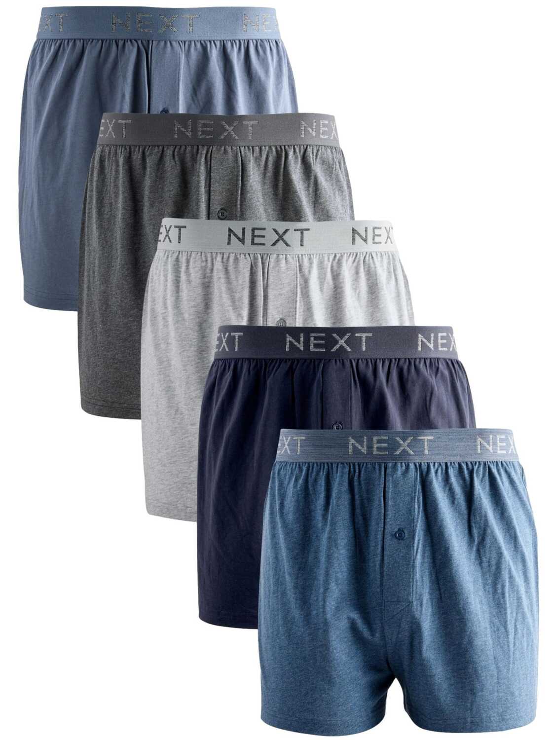 Next Боксеры в цветах Blue, Marine Blue, Dark Grey, Mottled Grey