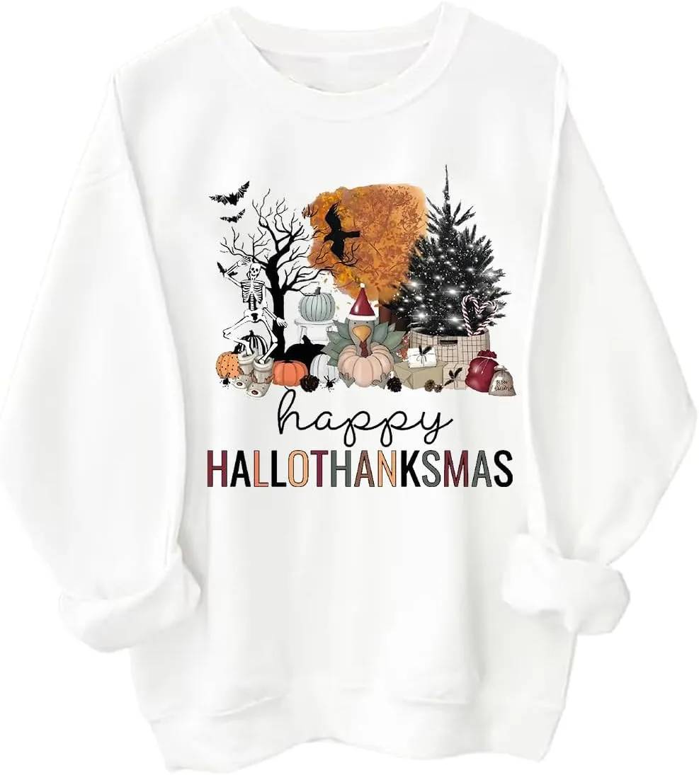 

Толстовка Happy Hallothanksmas с принтом