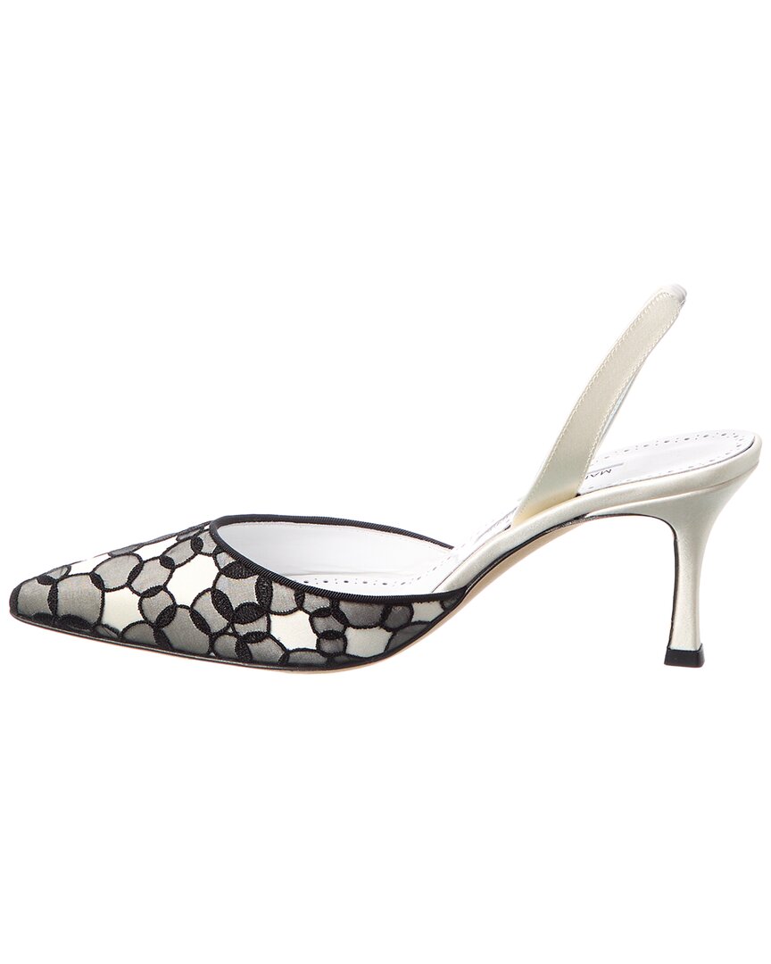 Маноло Бланик Каролайн 70 Атласные туфли-лодочки на шпильке Manolo Blahnik, белый — фото 2