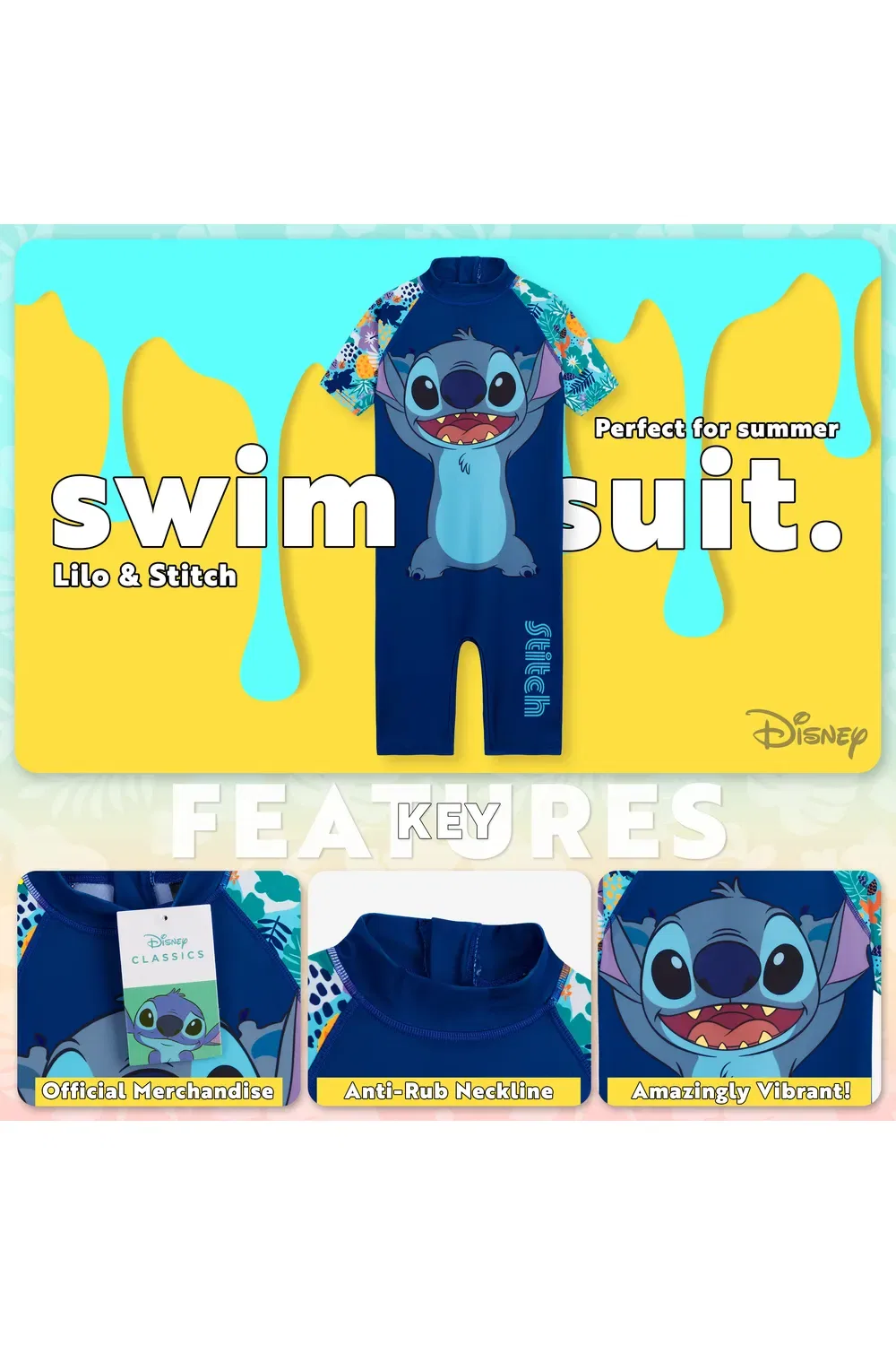 Купальник для девочек Stitch Disney, мультиколор — фото 3