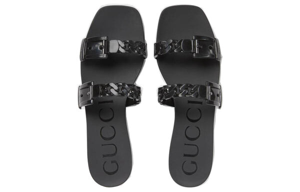 Сандалии rubber slide sandal 'black' Gucci, черный — фото 4
