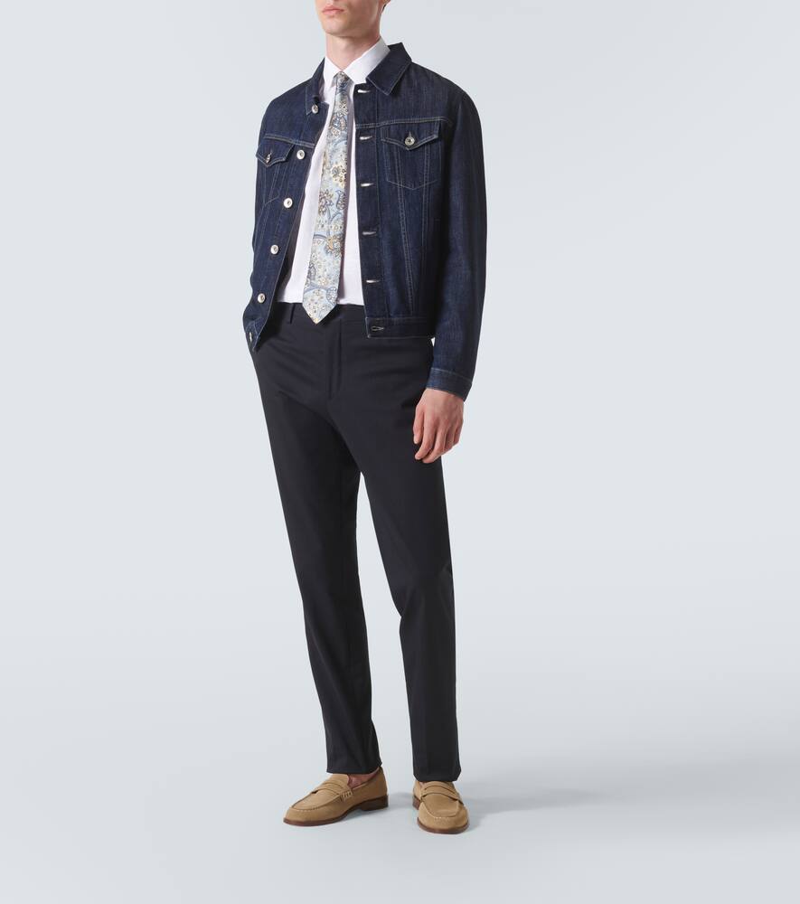 Хлопковые джинсы жаккард с цветочным принтом Etro, Dark Blue — фото 2