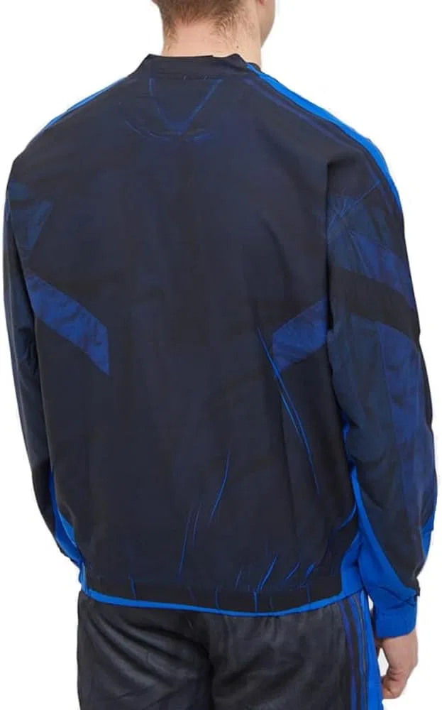 Мужская шелковая спортивная куртка adidas Originals с половинной молнией, синяя, цвет Power Blue — фото 4