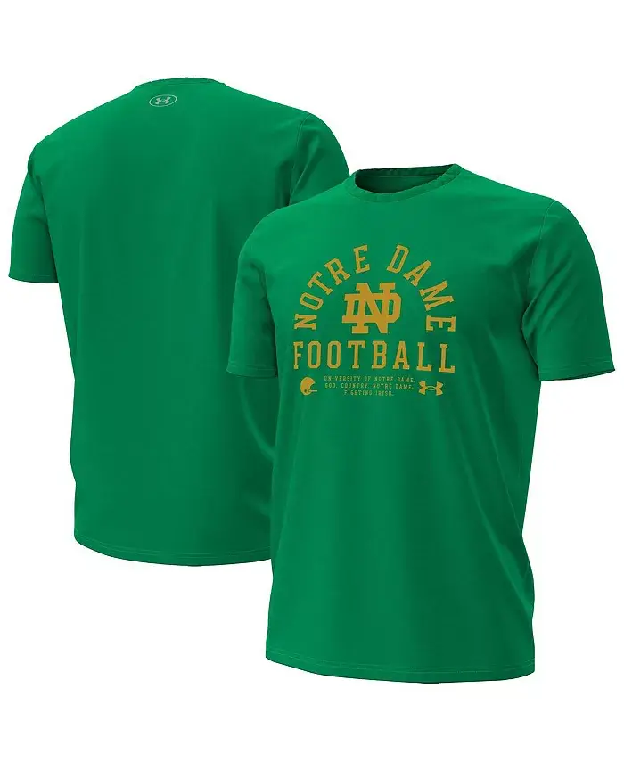 

Мужская футболка Kelly Green Notre Dame Fighting Irish 2025 Sideline для выступлений на поле Under Armour
