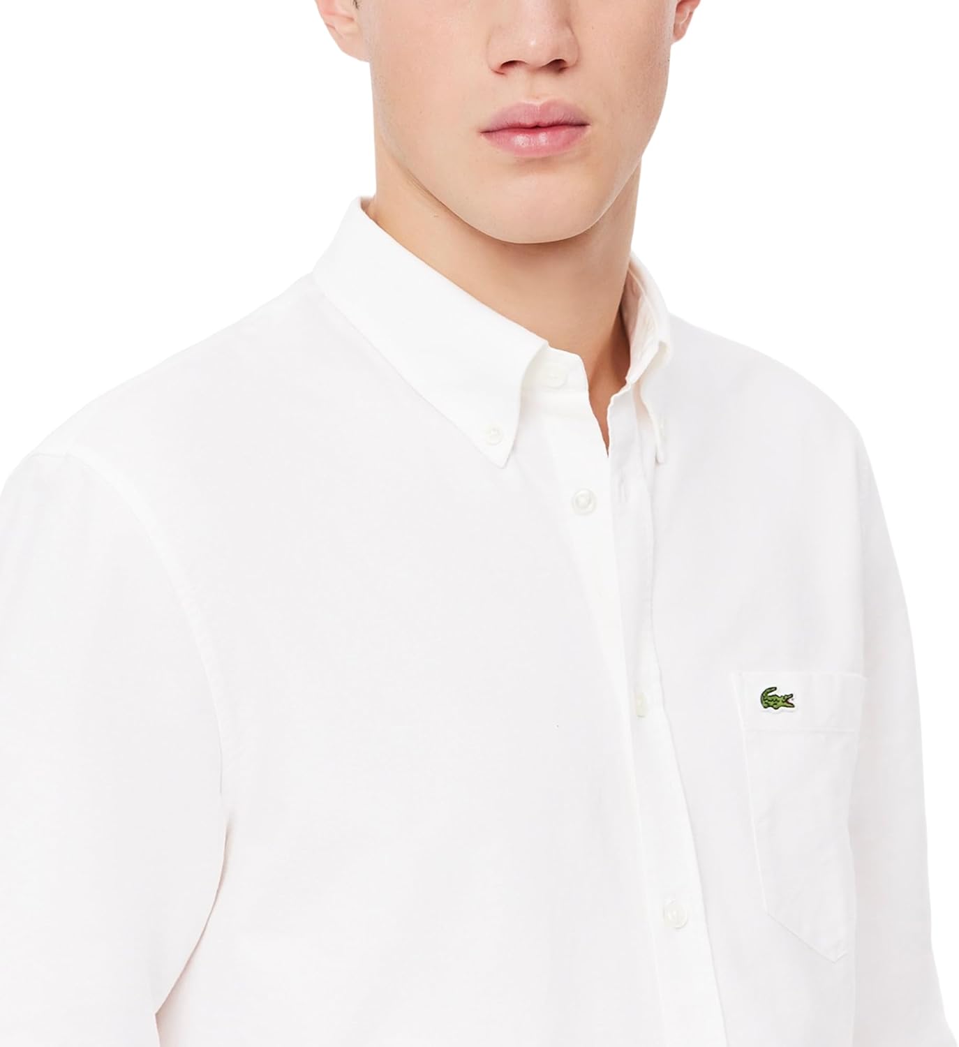 Lacoste мужская классическая оксфордская рубашка из хлопка, White — фото 2