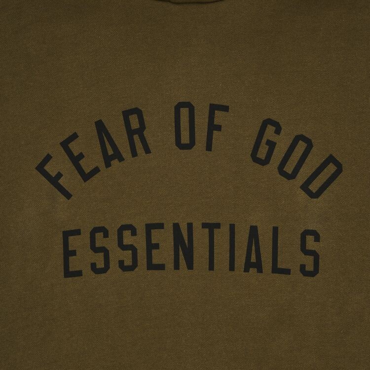 Худи Fear of God Essentials Fleece Hoodie Olive, зеленый — фото 3