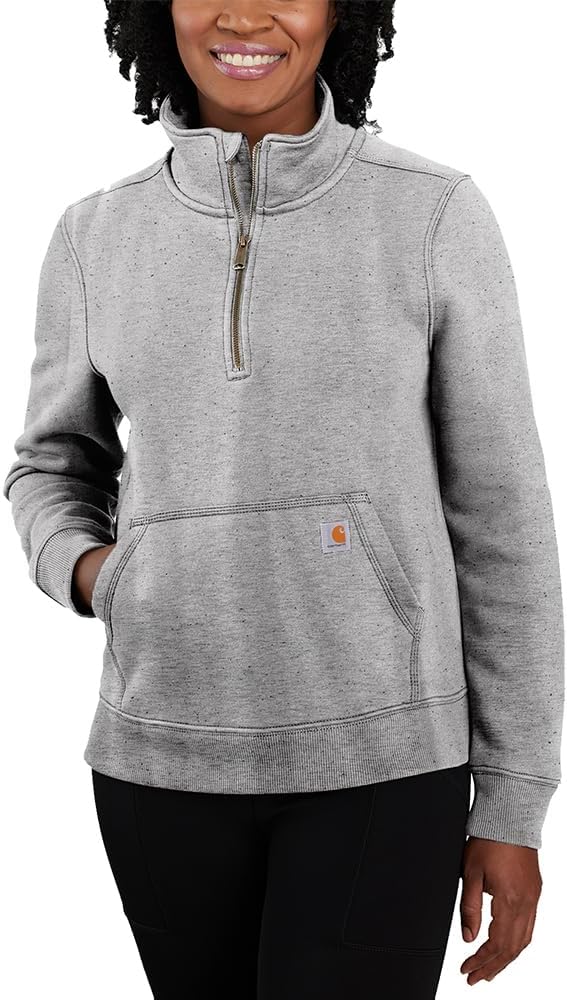 

Carhartt Women's 105657 Женский свитшот Relaxed Fit Midweight с полумолнией, Asphalt Heather Nep
