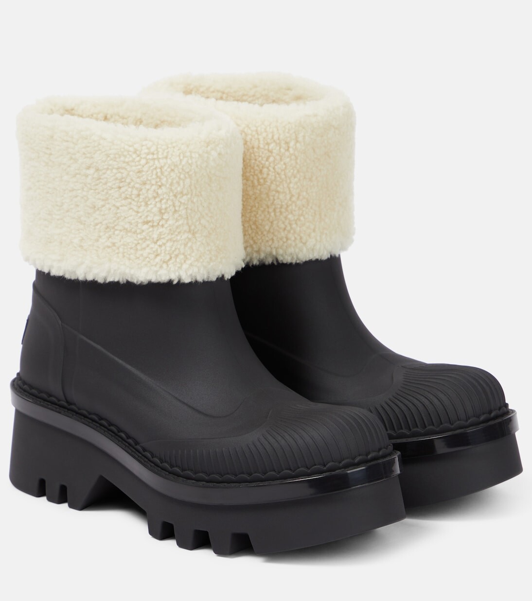 Ботильоны raina с отделкой из овчины Chloé, черный