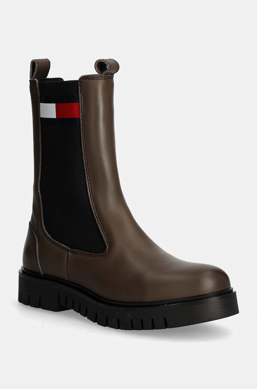 Кожаные ботинки челси Tommy Jeans TJW LONG CHELSEA BOOT, коричневый — фото 2