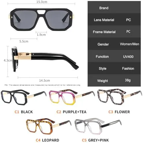 

Солнцезащитные очки с двойной перемычкой для женщин, ретро квадратные, прозрачные, градиентные, UV400, солнцезащитные очки для мужчин с заклепками MTZJH, Grey Pink