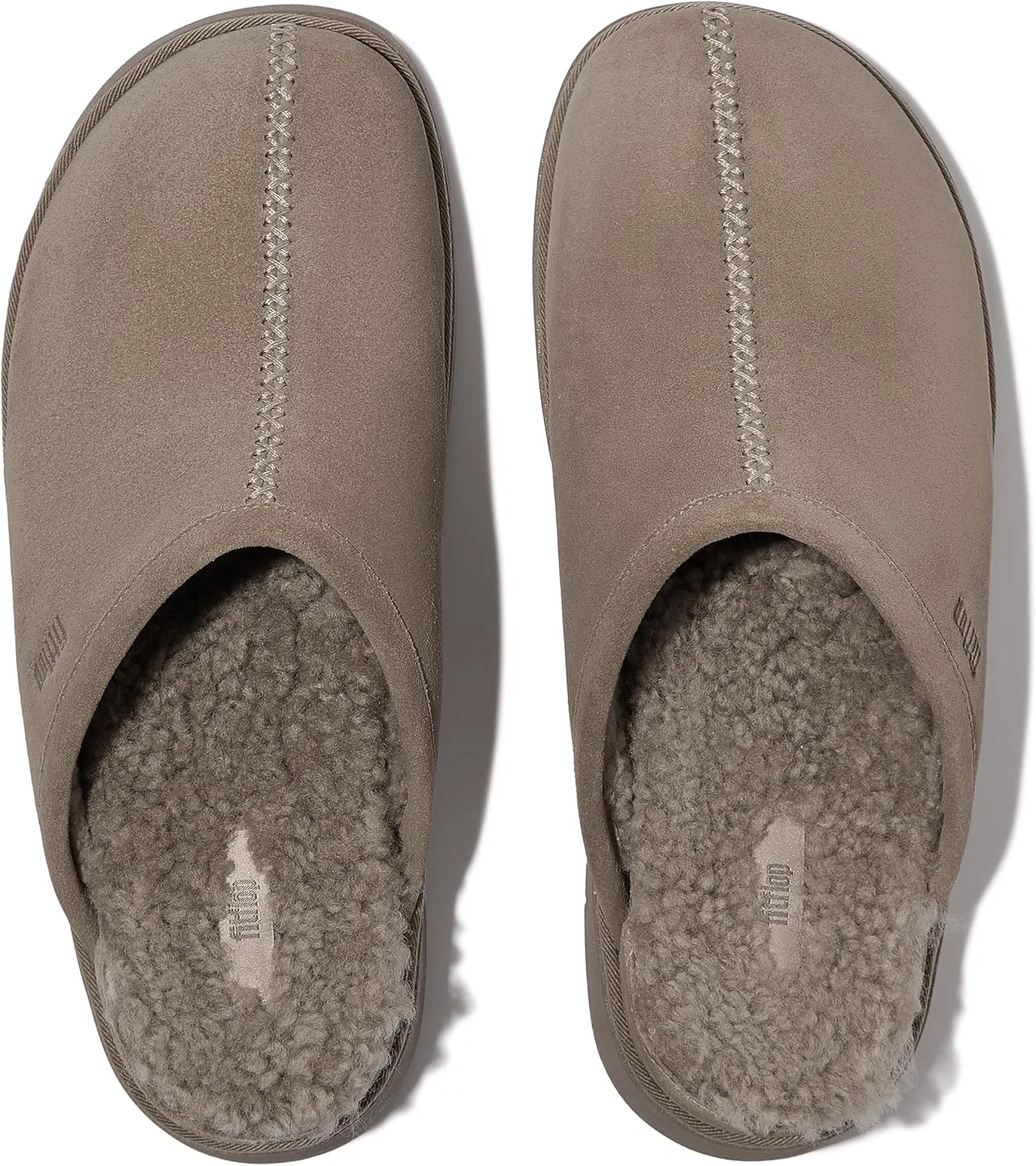 Мужские замшевые тапочки Fitflop Gen-ff с подкладкой из овчины, Taupe — фото 3