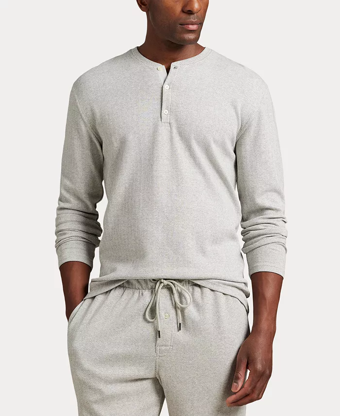 

Мужская сорочка для сна с длинным рукавом в елочку Polo Ralph Lauren, серый