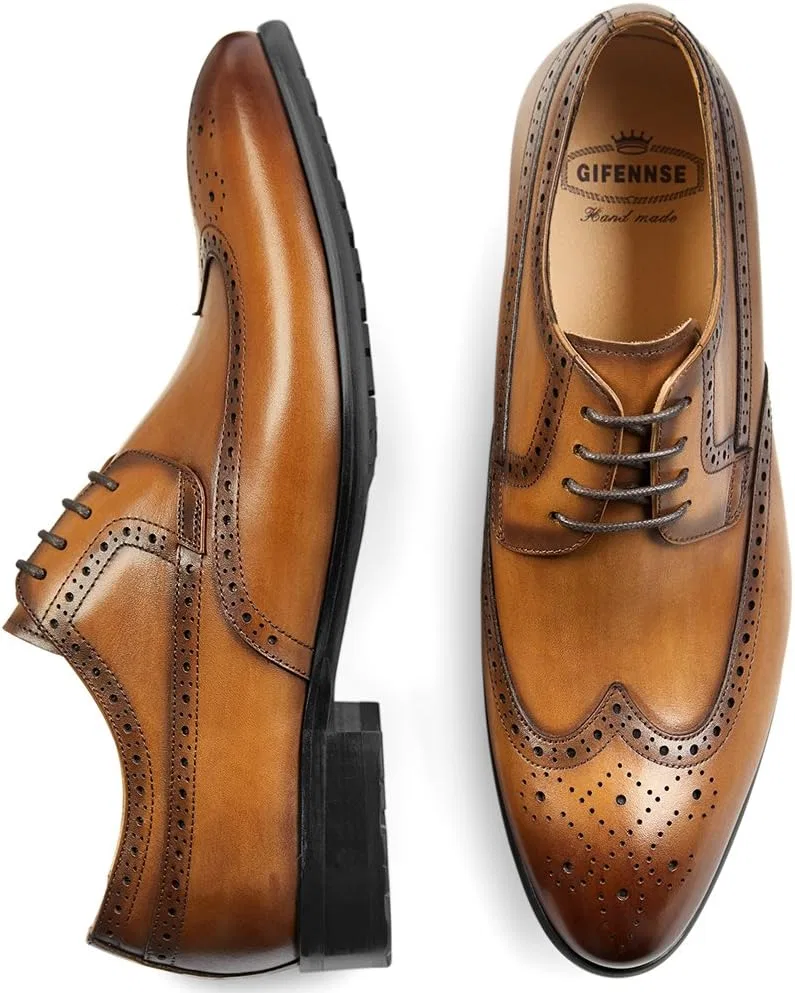 Мужские классические туфли-оксфорды Dickinson с мыском Cap-Toe GIFENNSE, Brown — фото 3