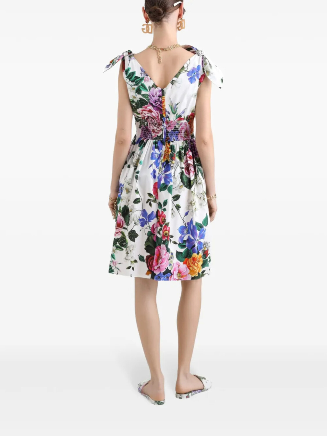 Платье Dolce & Gabbana Floral Print Mini Dress, белый/мльтиколор — фото 3