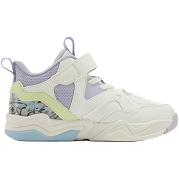 XTEP Амортизирующие баскетбольные кроссовки High Top для детей Sail White/Snow Cyan Purple, возраст 3-7 лет — фото 3