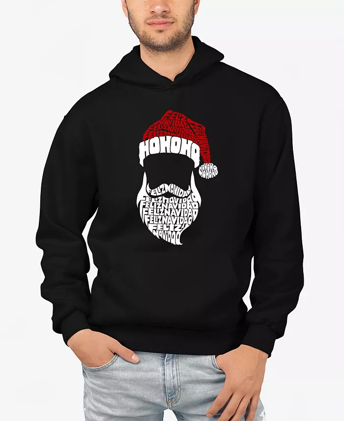 

Мужская толстовка с капюшоном "Feliz Navidad Santa Claus Word Art" LA Pop Art, серый