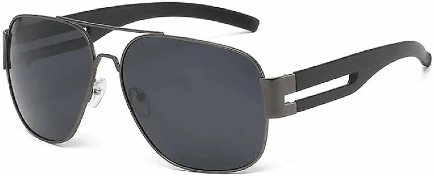 

Винтажные классические солнцезащитные очки с двойной перемычкой для мужчин и женщин, модные и роскошные, для путешествий и вождения, с защитой от УФ-излучения UV400 TKKTLLT, Gun Gray