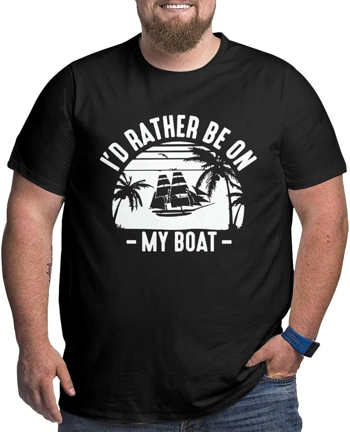 Футболка мужская I'd Rather Be On My Boat, летняя, с коротким рукавом, Large