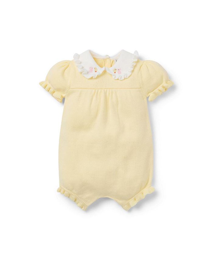 

Детский комбинезон с вышивкой и рюшами на воротнике для девочек - Baby Janie and Jack, желтый