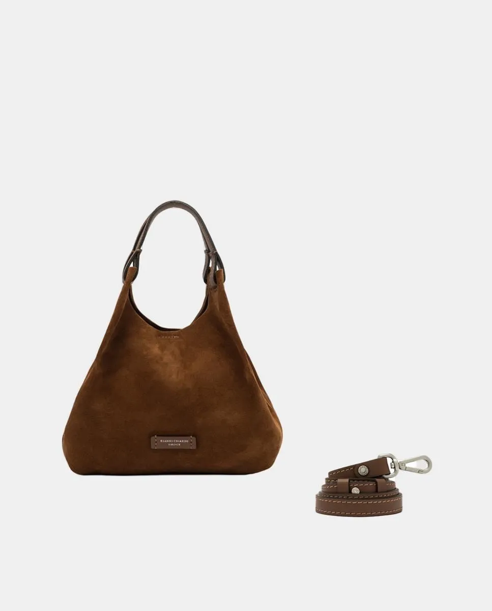 

Средняя сумка через плечо модели Dua из замши с кожаным ремнем и косметичкой Gianni Chiarini, коричневый