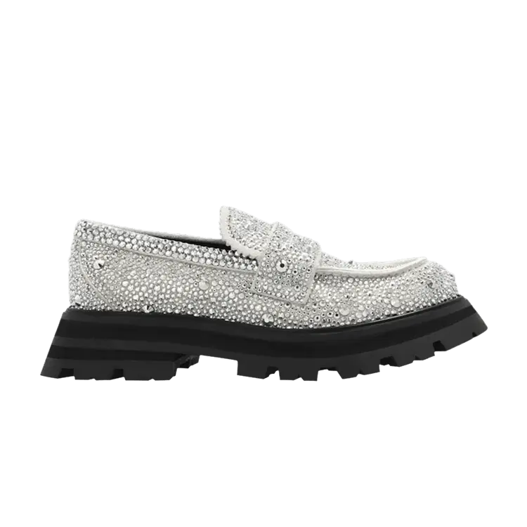 Кроссовки Alexander McQueen Wmns Wander Loafer New Ivory Crystal Embellished, белый