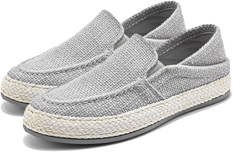 

Мужские эспадрильи-слипоны из хлопка, модные дышащие, с ручной строчкой, льняные, для дома и улицы, с нескользящей подошвой, удобные, на плоской подошве, повседневные кроссовки, мокасины, обувь для прогулок и лодки Odipon, серый