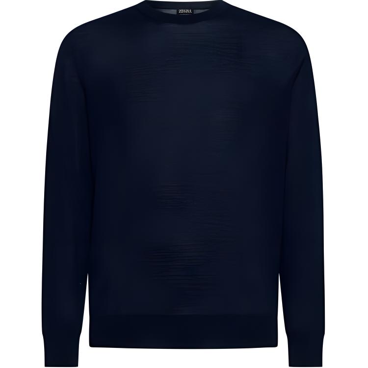 

Zegna Вязаный свитер с круглым вырезом Ermenegildo Zegna, Морской синий