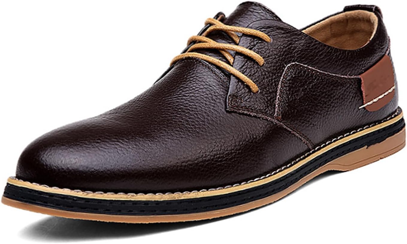 

Мужские повседневные кожаные классические туфли-оксфорды с крылом, удобные и противоскользящие деловые туфли, подходящие для офиса и вождения Generic, коричневый