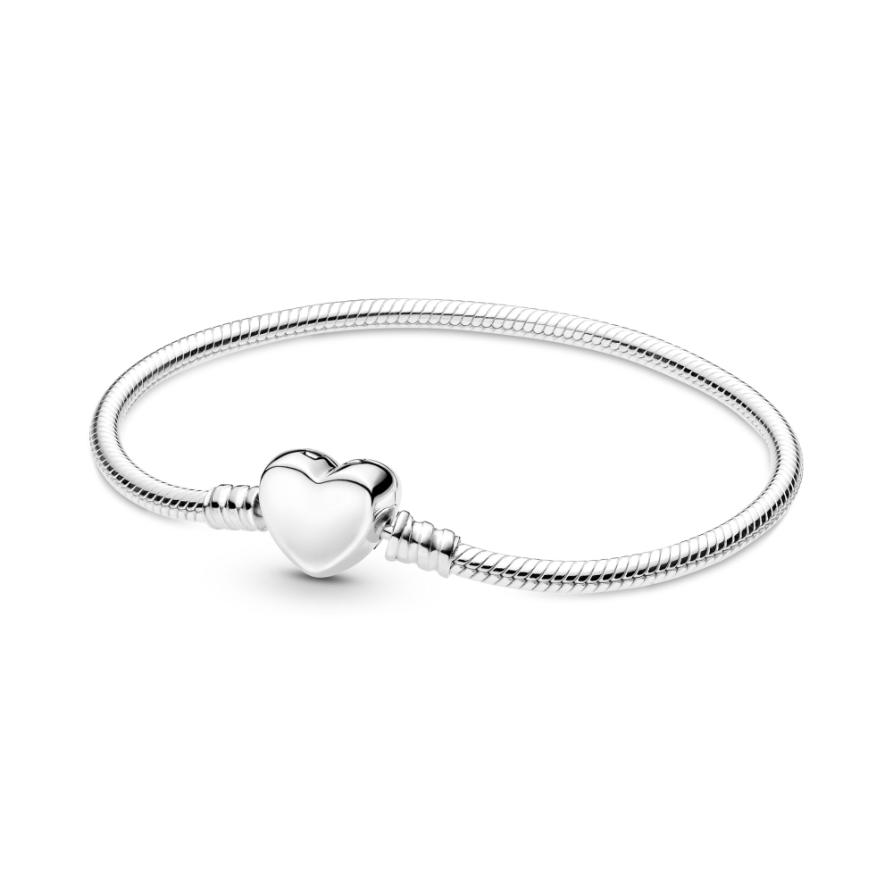 

Браслет Pandora Moments Engravable Heart Clasp Snake Chain, стерлинговое серебро