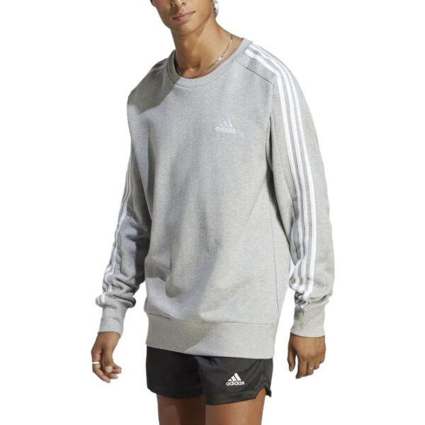 Рубашка Essentials французский трикотаж 3 полоски свитшот Adidas, серый — фото 4