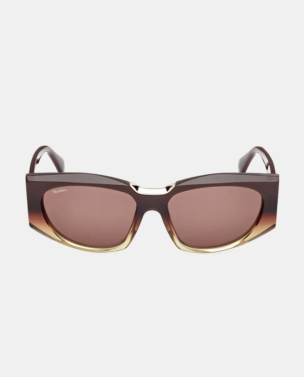 

Женские прямоугольные солнцезащитные очки из ацетата Max Mara, коричневый