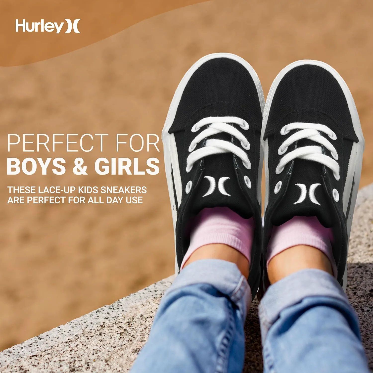 Кеды Hurley Boardy Kids с шнуровкой - низкие кроссовки для скейтборда для детей, спортивная обувь для мальчиков и девочек — фото 2