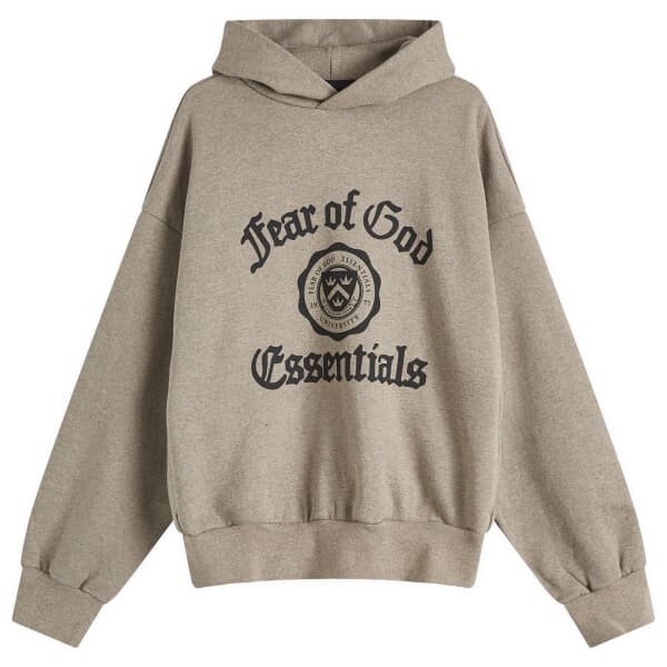 

Толстовка с капюшоном из плотного флиса в винтажном стиле Fear Of God Essentials, серый