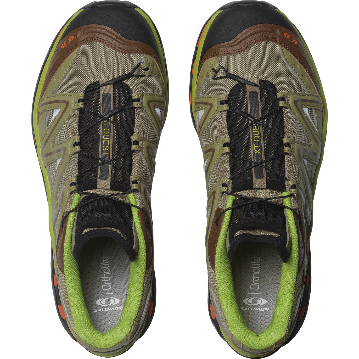 XT Quest амортизация поддержка унисекс обувь для улицы SALOMON, зеленый/черный/оранжевый — фото 3